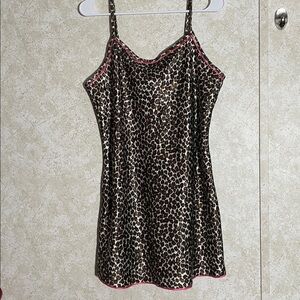 Tesovo Leopard Print Slip Dress Nightie Pink Accents XL